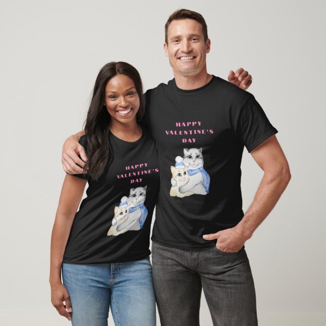 Niedliche Aquarellkatzen am Valentinstag T-Shirt (Unisex)