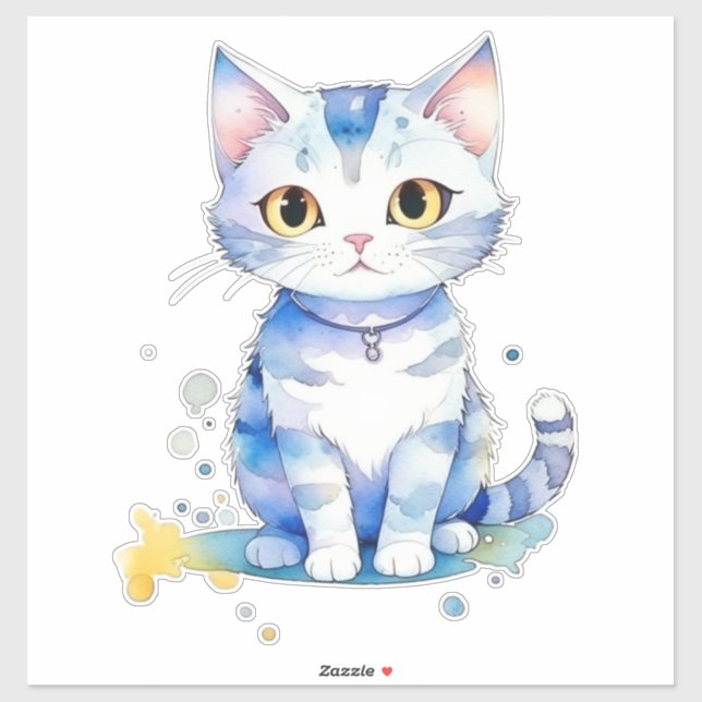 Niedliche Aquarellkatzengestaltung Aufkleber (Blatt)