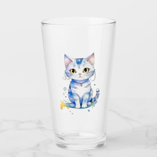 Niedliche Aquarellkatzengestaltung Glas (Vorderseite)