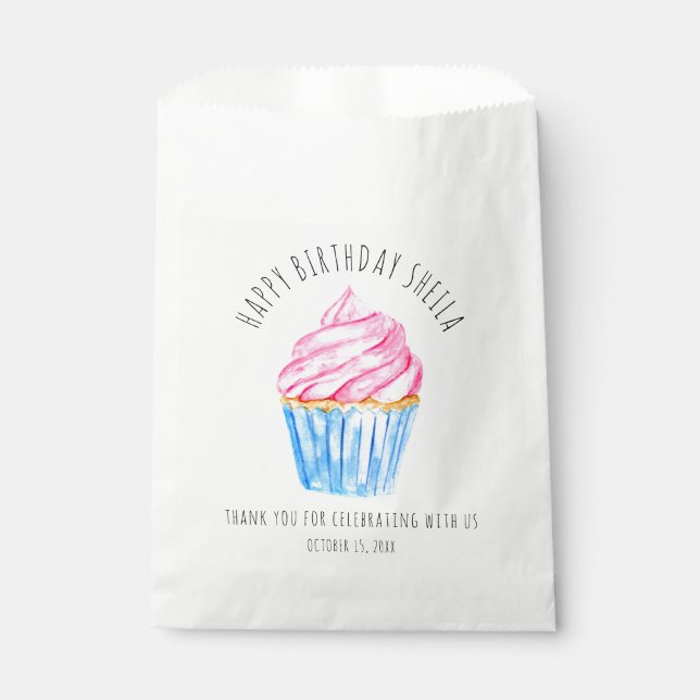 niedliche Aquarellkuchen Pink süß eissüß Geschenktütchen (Vorderseite)