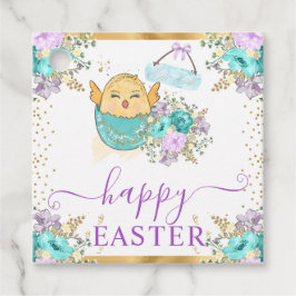 Niedliche Aquarellküken und Eier Ostern Geschenkanhänger