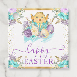 Niedliche Aquarellküken und Eier Ostern Geschenkanhänger