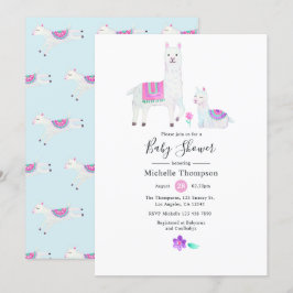 Niedliche Aquarelllama-Kinderdusche Einladung