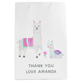Niedliche Aquarelllama-Kinderdusche Mittlere Geschenktüte