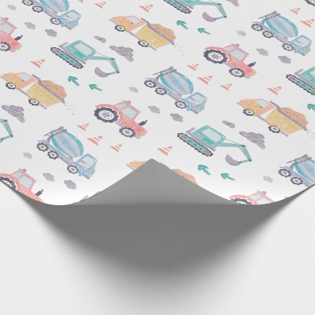Niedliche Aquarelllastwagen Geschenkpapier (Ecke)