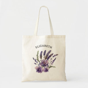Niedliche Aquarelllavener-Blume Personalisiert Tragetasche