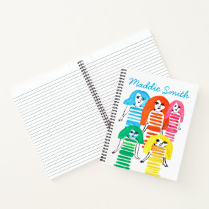 Niedliche Aquarellmädchen Moderne Kunst Notizbuch