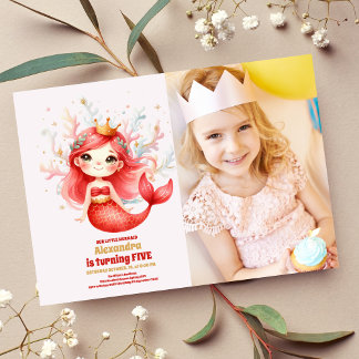 Niedliche Aquarellmaid Birthday Foto Einladung