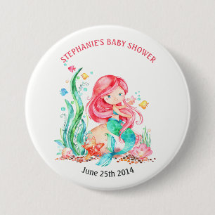 Niedliche Aquarellmaid unter der Meerwasserdusche Button