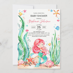 Niedliche Aquarellmaid unter der Meerwasserdusche Einladung