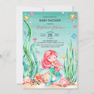 Niedliche Aquarellmaid unter der Meerwasserdusche Einladung