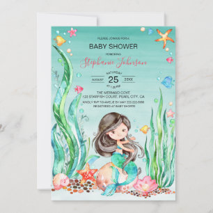 Niedliche Aquarellmaid unter der Meerwasserdusche Einladung