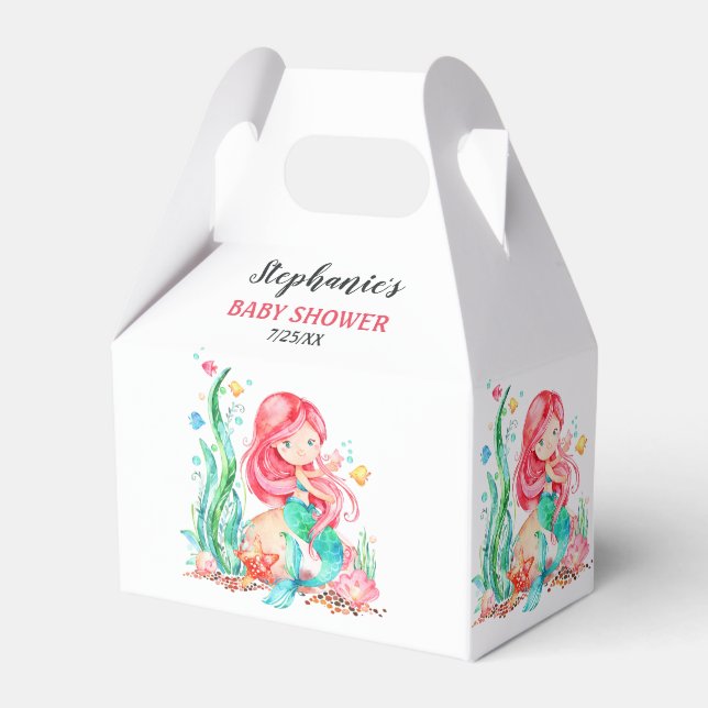 Niedliche Aquarellmaid unter der Meerwasserdusche Geschenkschachtel (Vorderseite)
