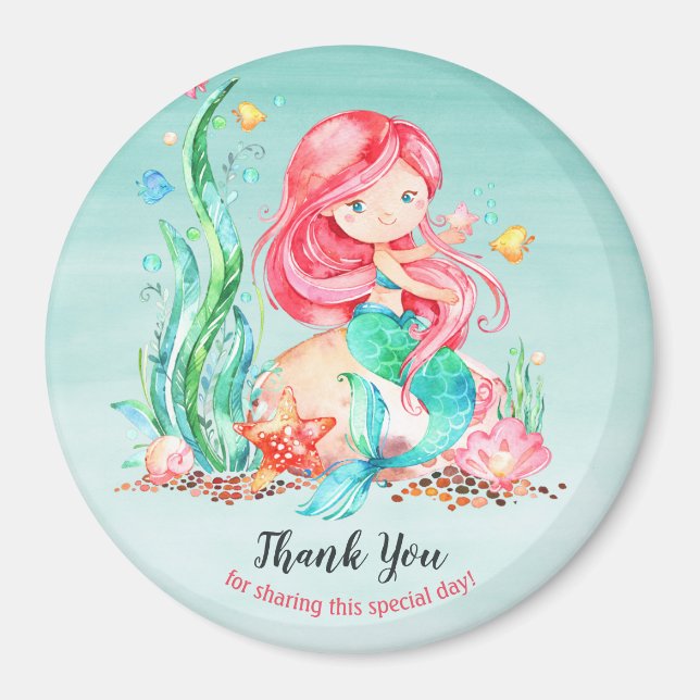 Niedliche Aquarellmaid unter der Meerwasserdusche Magnet (Vorne)
