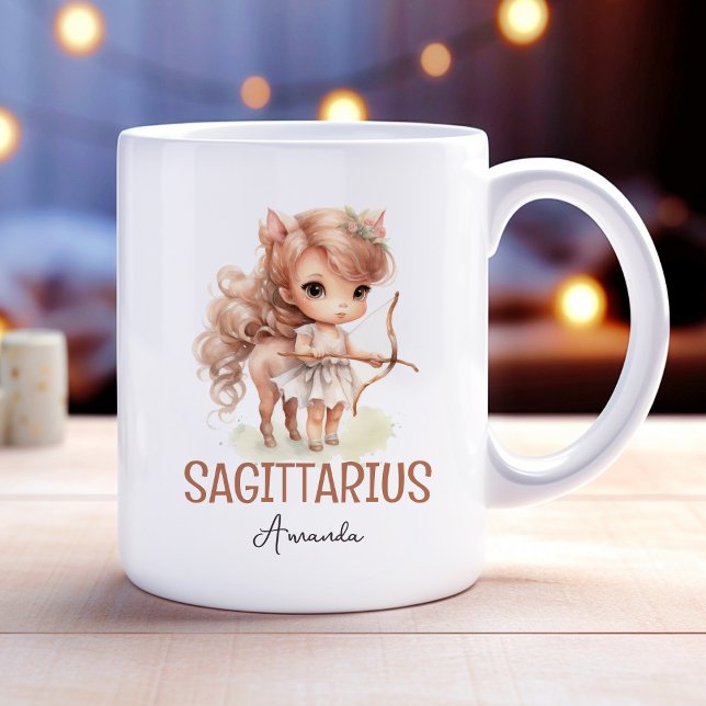 Niedliche Aquarellmalerei Sagittarius Zodiac Kaffeetasse (Cute Watercolor Painting Sagittarius Zodiac Name Coffee Mug)