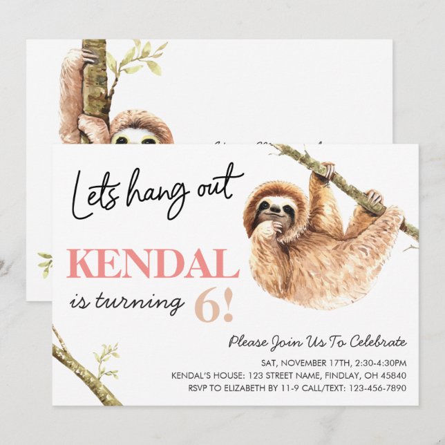 Niedliche Aquarellmatte zum Geburtstag Einladung (Vorne/Hinten)