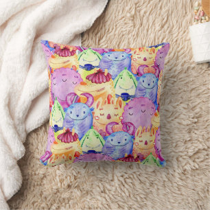 Niedliche Aquarellmonster Kissen
