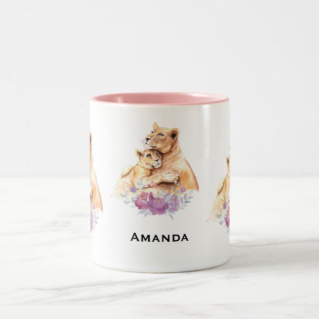 Niedliche Aquarellmütter Zweifarbige Tasse (Mittel)
