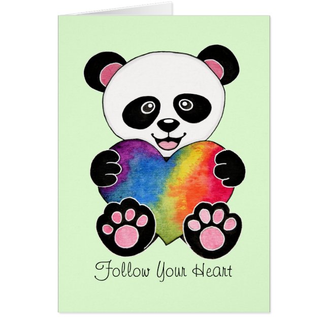 Niedliche Aquarellpanda mit Regenbogenherz (Vorne)