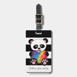 Niedliche Aquarellpanda mit Regenbogenherz Gepäckanhänger