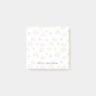 Niedliche Aquarellpastellfarben Regenbogenwolken Post-it Klebezettel