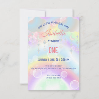 Niedliche Aquarellpastellfarben Unicorns Rainbow G Einladung