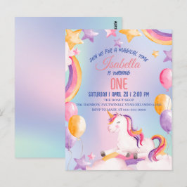 Niedliche Aquarellpastellfarben Unicorns Rainbow G Postkarte