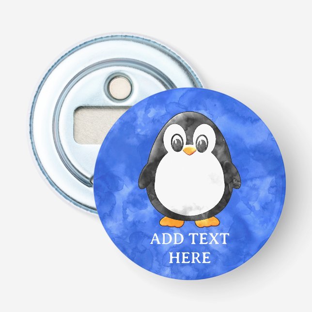 Niedliche Aquarellpinguin Blau Flaschenöffner (Vorderseite)