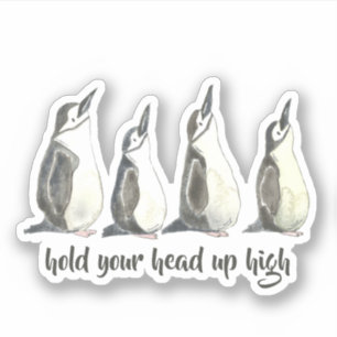 Niedliche Aquarellpinguine halten den Kopf hoch Aufkleber