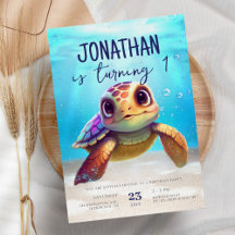 Niedliche Aquarellschildkröte unter dem Meer Gebur