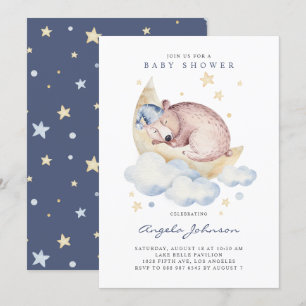 Niedliche Aquarellschläfer Baby Babywanne Dusche Einladung