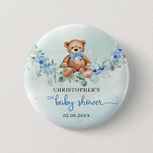 Niedliche Aquarellteddy Bärenblumen Eukalyptus Button
