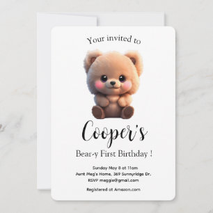 Niedliche Aquarellteddy trägt 1. Geburtstag
