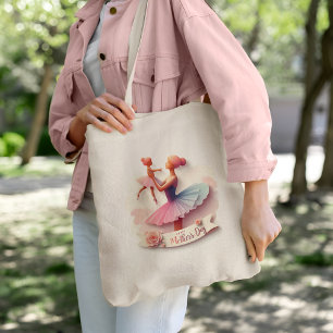 Niedliche Aquarelltöne Ballerina Mama Silhouette T Tragetasche