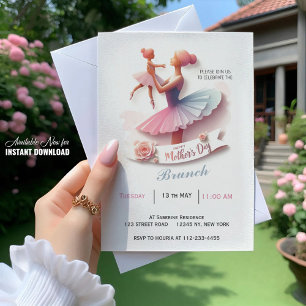 Niedliche Aquarelltonhalle Ballerina Mama, Brunch  Einladung