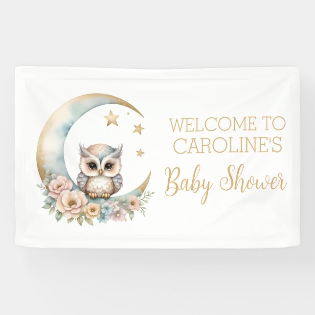 Niedliche Aquarelltuch Baby Dusche Willkommen Banner (Horizontal)