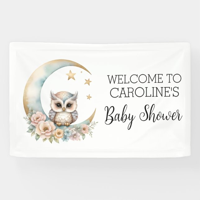 Niedliche Aquarelltuch Baby Dusche Willkommen Banner (Horizontal)