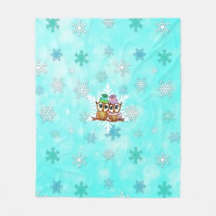 Niedliche Aquarelluchten und Schneeflocken Aquamar Fleecedecke