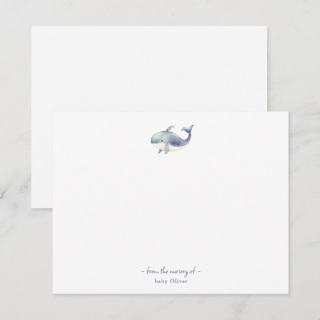 Niedliche Aquarellwale Baby Danke Karte (Vorne/Hinten)