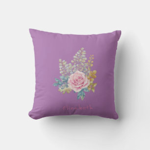 Niedliche Aquaterfarbe Blume - Personalisiert Kissen