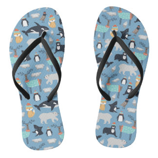 Niedliche arktische Tiere Nahtloses Muster Flip Flops