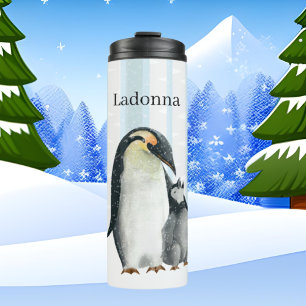 niedliche artische Pinguinliebhaber fügen Namen hi Thermosbecher
