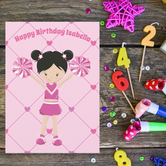 Niedliche asiatische Cheerleader Custom Birthday G Karte (Von Creator hochgeladen)