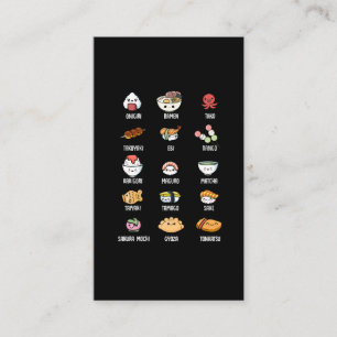 Niedliche asiatische Küche Kawaii Sushi Rice Fisc Visitenkarte
