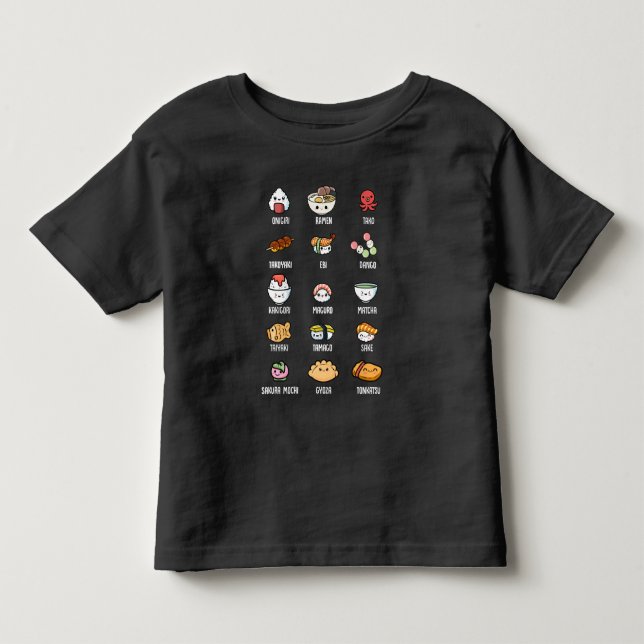 Niedliche asiatische Küche Kawaii Sushi Rice Fisch Kleinkind T-shirt (Vorderseite)