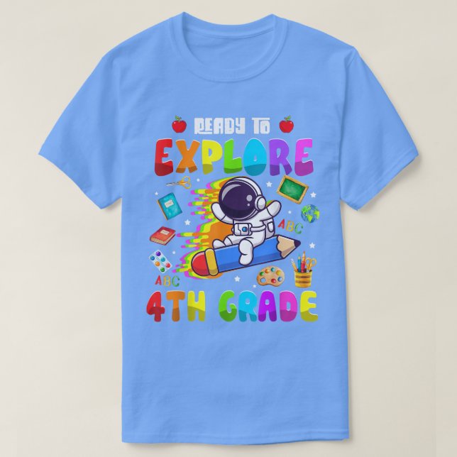 Niedliche Astronautenjunges Girls Bereit zum Entde T-Shirt (Design vorne)