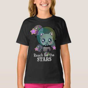 Niedliche Astronautenkatze im Weltraum mit Sternen T-Shirt