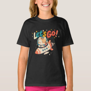 Niedliche Astronautenkatzenrakete im All T-Shirt