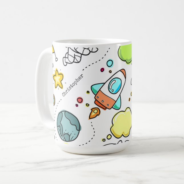 Niedliche Astronautenraumraketen - Individuelle Ta Kaffeetasse (Vorderseite Links)