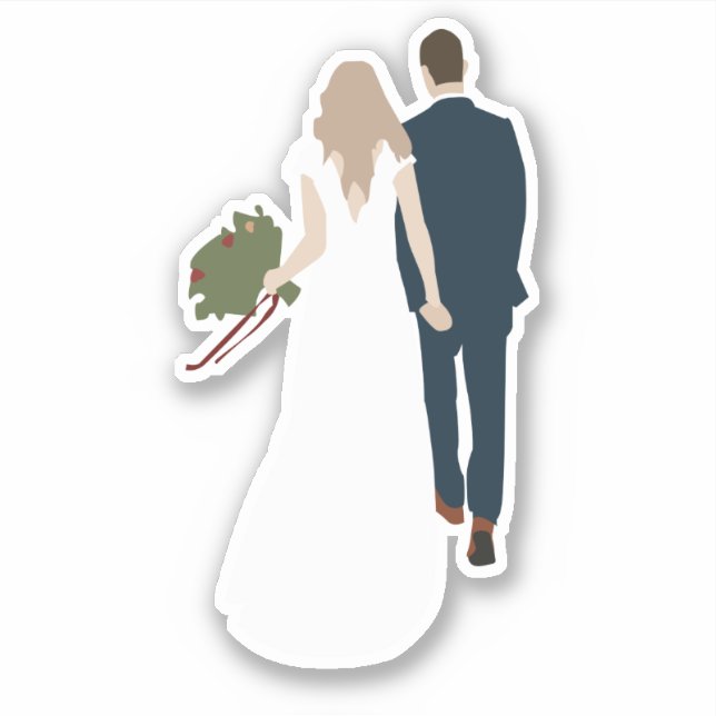 Niedliche Aufkleber für die Hochzeit nach Maß (Vorderseite)